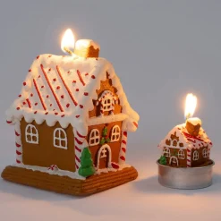 Intratuin waxinelicht huisje bruin / wit 2 uur D 3 H 6 cm 6 stuks