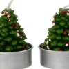Intratuin waxinelicht Kerstboom groen 2 uur 3,7 x 3,7 x 4 cm 6 stuks