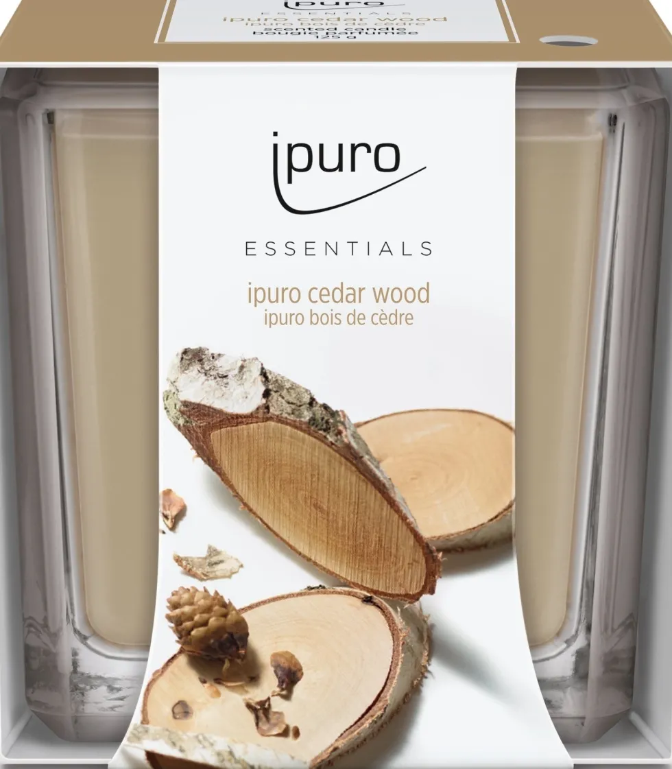 Ipuro geurkaars Essentials Cedar Wood 26 uur D 7,1 H 7 cm