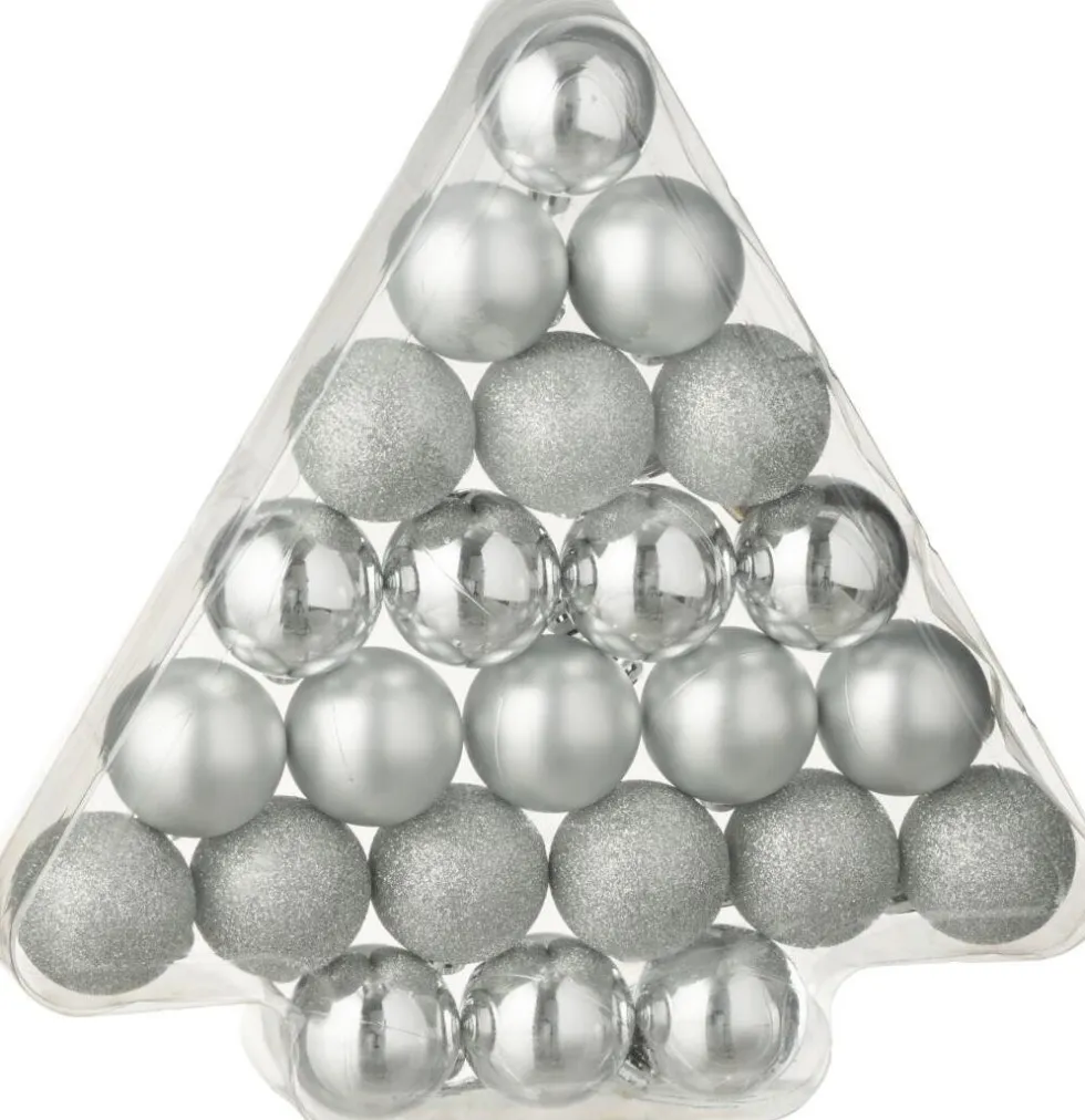 J-Line kerstbal zilver D 4 cm 24 stuks