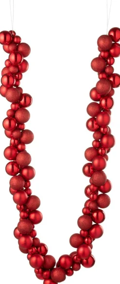 J-Line kerstslinger kerstballen rood 1,6 m