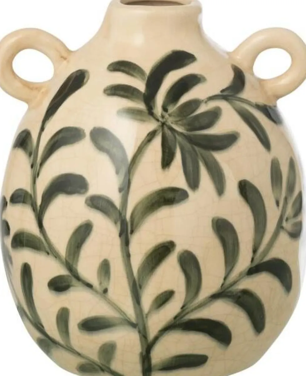 J-Line vaas Blad crème / groen D 16 H 19 cm