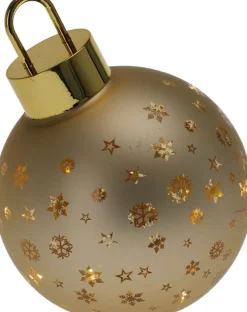Kerstbal goud sterren met verlichting D 20 cm