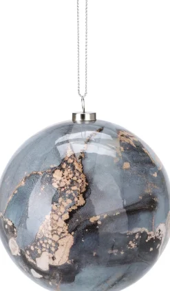 Kerstbal Maxi marmer blauw D 8 cm