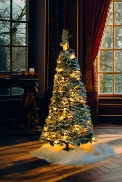 Kerstboom Pop-Up groen besneeuwd met 200 lampjes warm wit D 50 H 150 cm