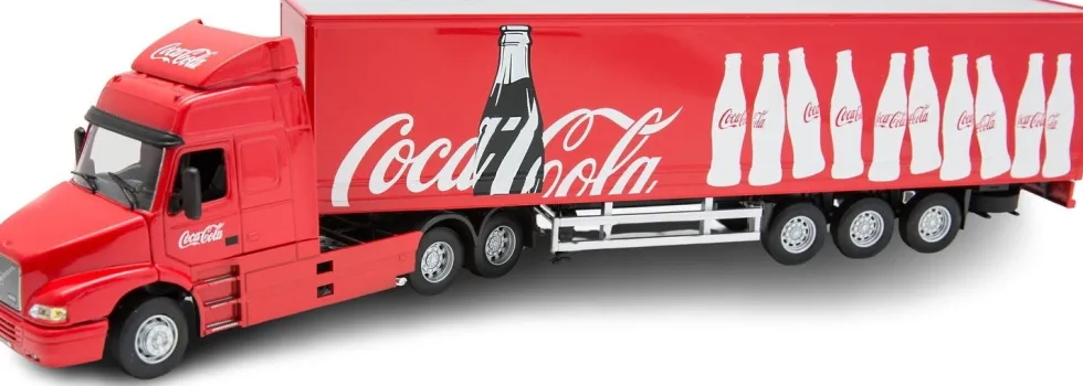 Kerstdorpminiatuur Coca-Cola truck Volvo Fridge 45 x 12,3 x 8 cm