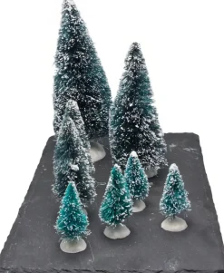 Kerstdorpminiatuur kerstbomen set 8-delig