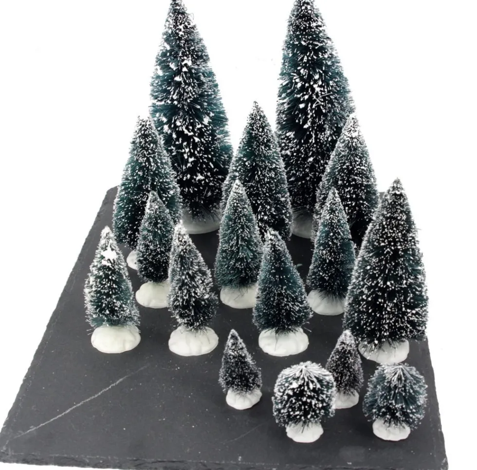 Kerstdorpminiatuur Mini kerstboompjes 16 stuks