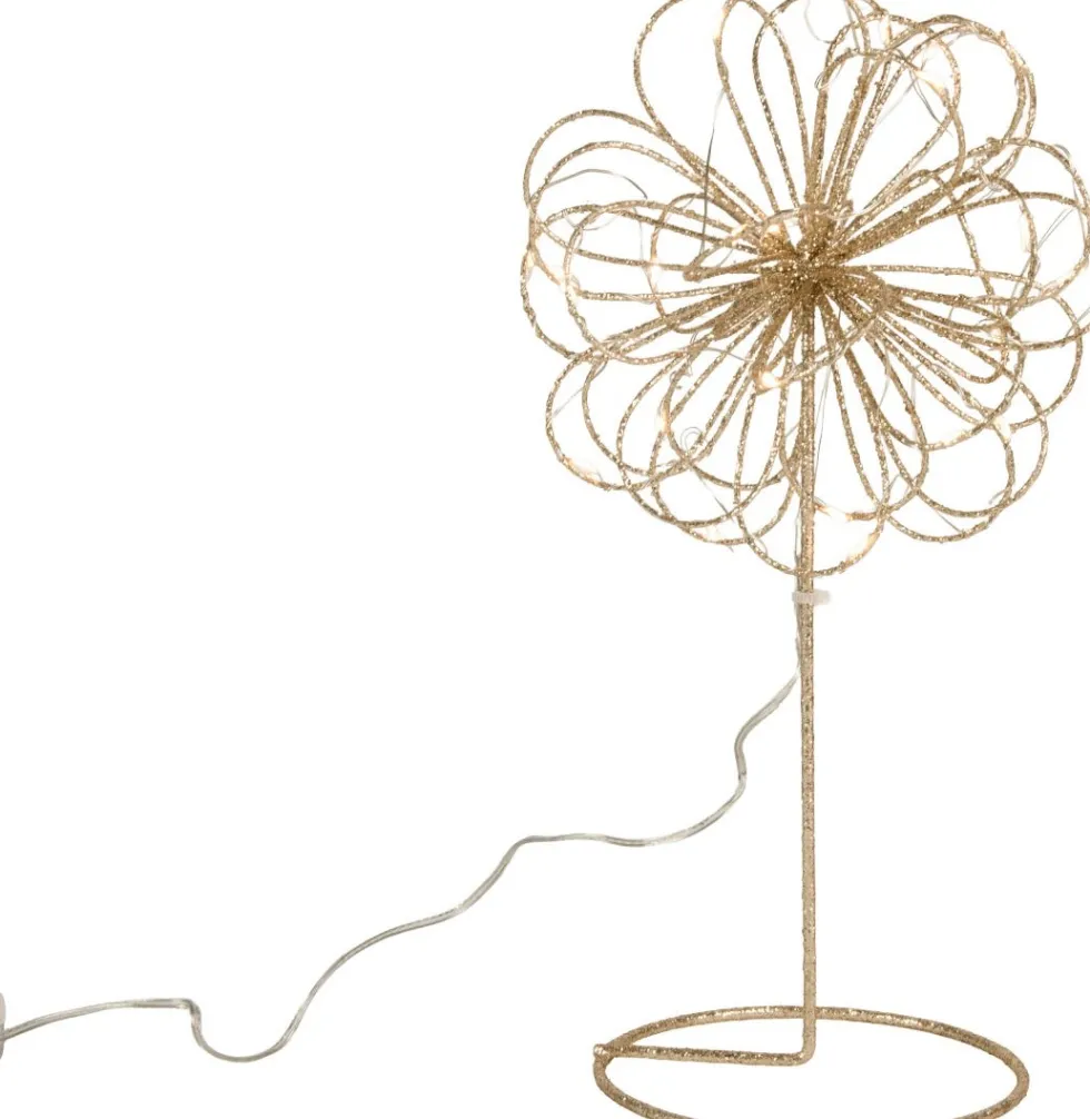 Kerstfiguur bloem goud met verlichting 14 x 28 cm