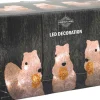 Kerstfiguur Chip eekhoorn wit met verlichting 14,5 x 20 x 12 cm 3 stuks