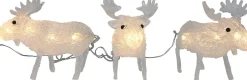 Kerstfiguur Chip eland wit met verlichting 14,5 x 20 x 12 cm 3 stuks