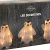 Kerstfiguur Chip pinguin wit met verlichting 14,5 x 23 x 11,5 cm 3 stuks