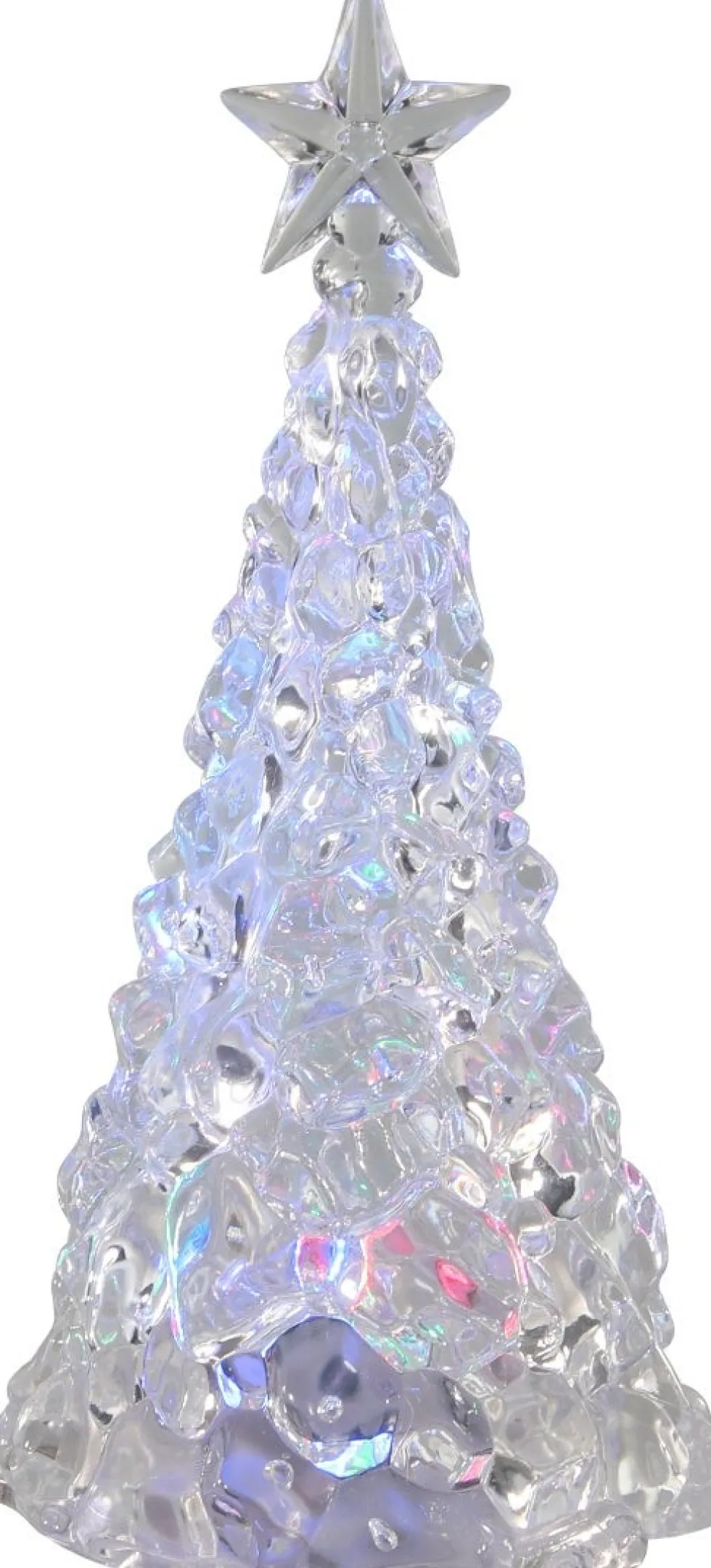 Kerstfiguur decoratieboom ster met LED lampjes gekleurd licht D 10 H 21 cm