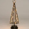 Kerstfiguur decoratieboom zwart / koper D 11 H 36 cm met 60 LED lampjes warm wit