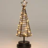 Kerstfiguur decoratieboom zwart / koper D 9,5 H 30 cm met 30 LED lampjes warm wit