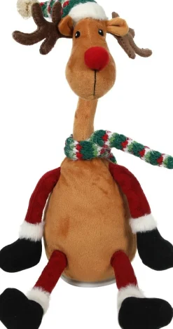 Kerstfiguur rendier bewegend bruin / rood 25 x 20 x 50 cm