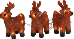 Kerstfiguur rendier bruin met verlichting 11 x 5,5 x 13 cm 3 stuks