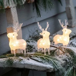 Kerstfiguur rendieren met 12 LED lampjes warm wit H 17 cm