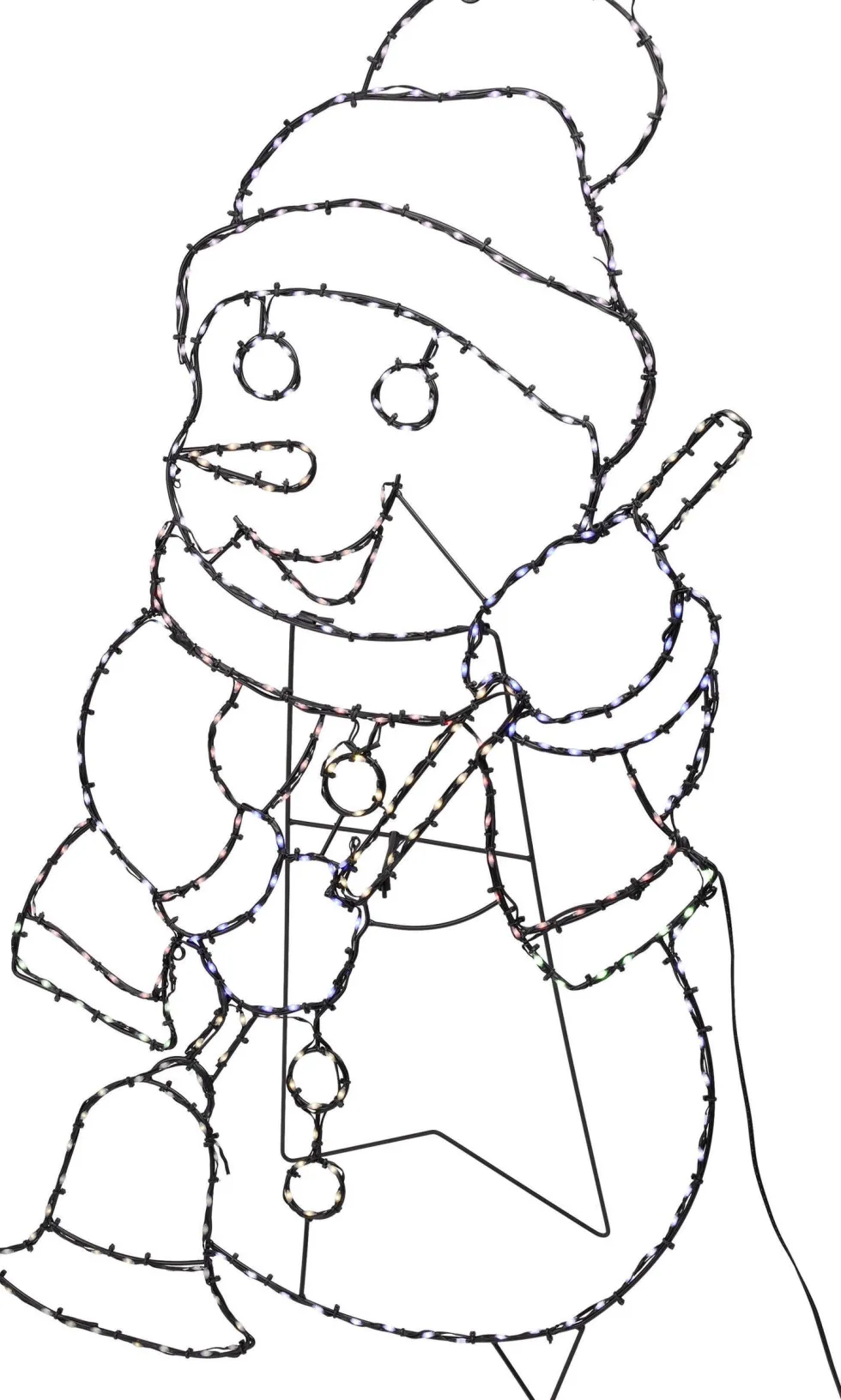 Kerstfiguur sneeuwpop zwart met verlichting 50 x 4,3 x 91 cm