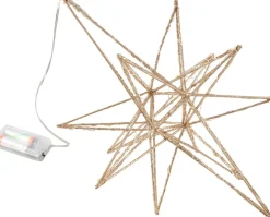 Kerstfiguur ster goud met 40 LED lampjes warm wit D 36 cm