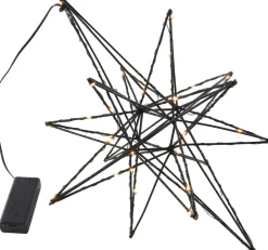 Kerstfiguur ster zwart met 40 LED lampjes warm wit D 36 cm