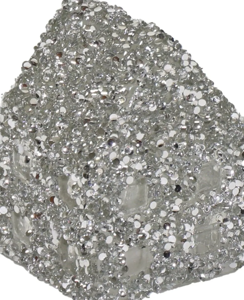 Kerstfiguur Strass Huis zilver 7,5 x 7,5 x 10 cm