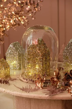 Kerstfiguur Strass Huis zilver 7,5 x 7,5 x 10 cm