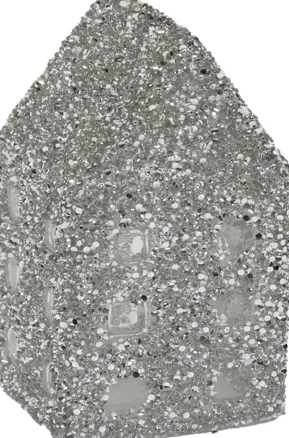Kerstfiguur Strass Huis zilver 8,5 x 8,5 x 15,5 cm