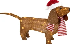 Kerstfiguur tekkel bruin met verlichting 45 x 17,5 x 77 cm