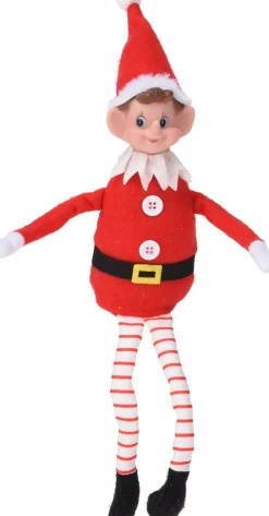 Kerstfiguur The Christmas Elf rood / wit 17,5 x 10 x 35 cm