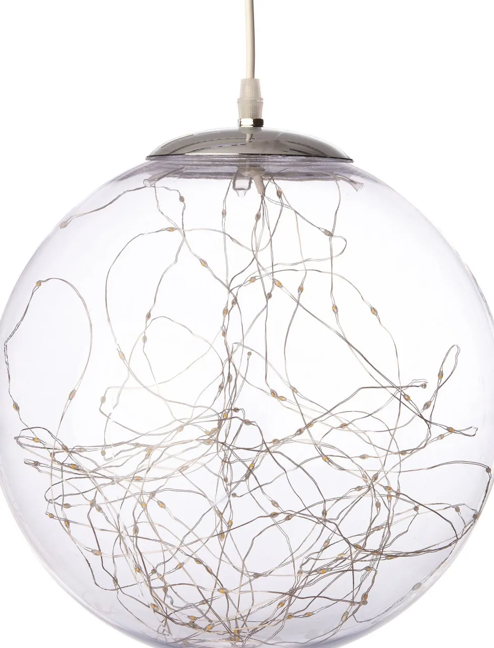 Kersthanger bol helder met 80 LED lampjes warm wit D 18 cm