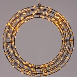 Kersthanger krans zwart met 800 LED lampjes warm wit D 36 cm