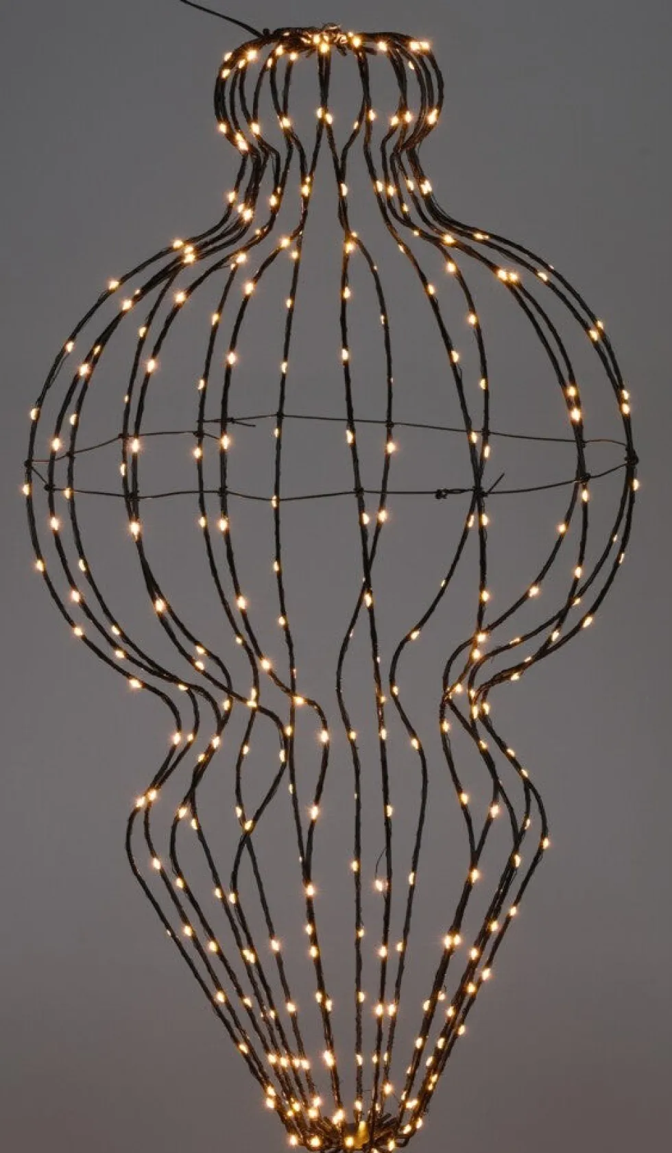 Kersthanger lantaarn zwart met verlichting 41 x 6 x 76 cm
