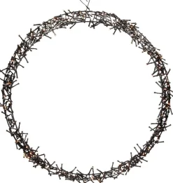 Kersthanger ring zwart met verlichting D 60 cm