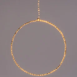 Kersthanger rond zwart met 150 LED lampjes warm wit D 27 cm