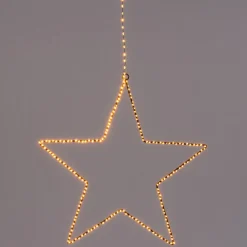 Kersthanger ster zwart met 200 LED lampjes warm wit D 37 cm