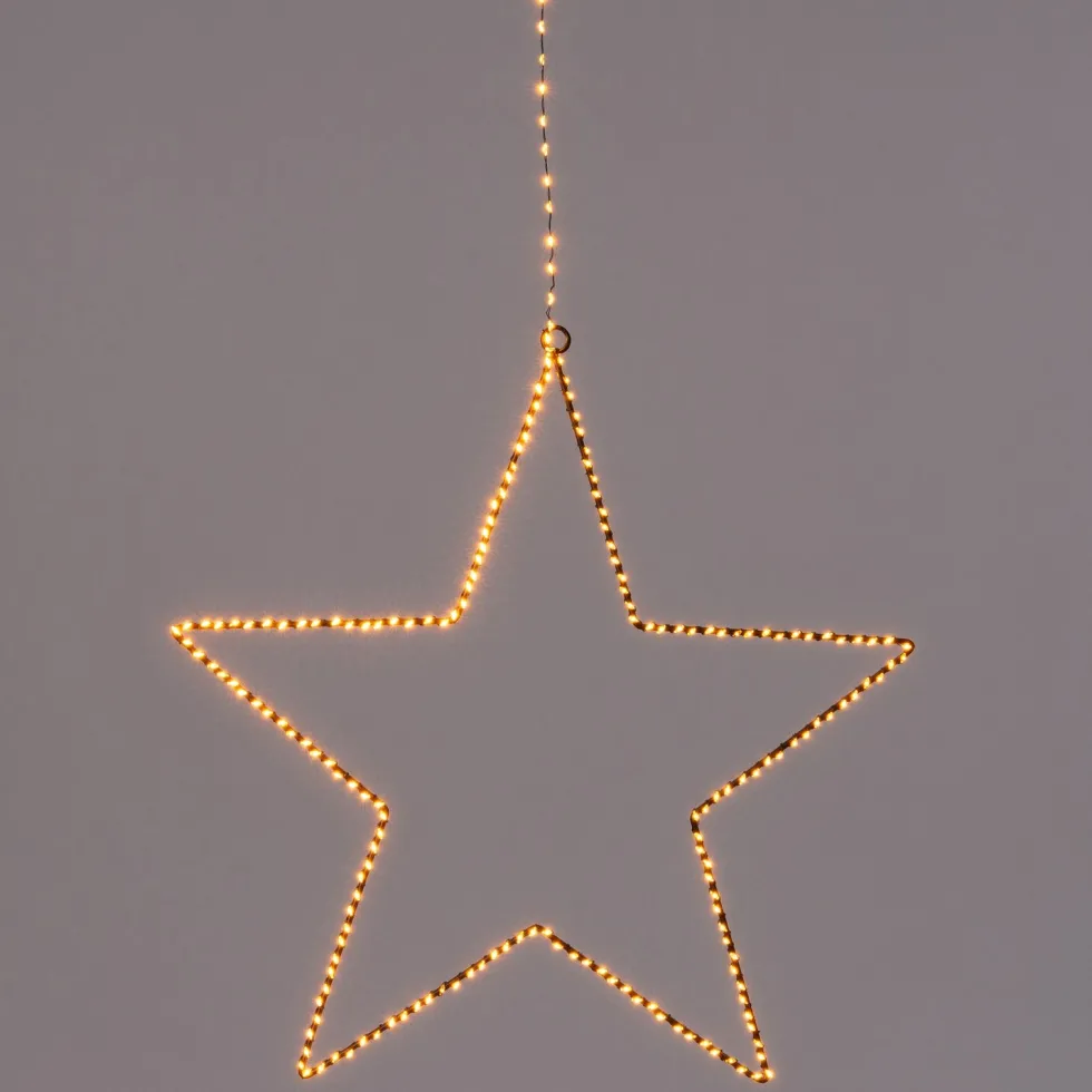 Kersthanger ster zwart met 300 LED lampjes warm wit D 56 cm
