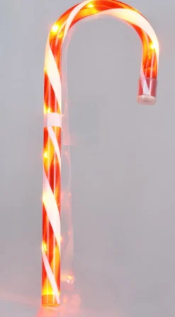 Kersthanger zuurstok rood / wit met verlichting 12,5 x 2,2 x 75 cm