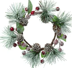 Kerstkrans met rode bessen besneeuwd D 20 cm
