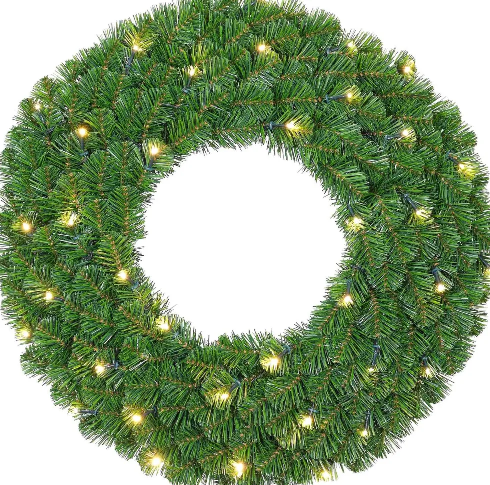 Kerstkrans Winterberg met LED verlichting D 60 cm warm wit