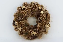 Kerstkrans wonder goud D 30 H 8 cm