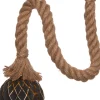 Kerstlamp met touw zwart / goud D 10 cm met 8 lampjes warm wit
