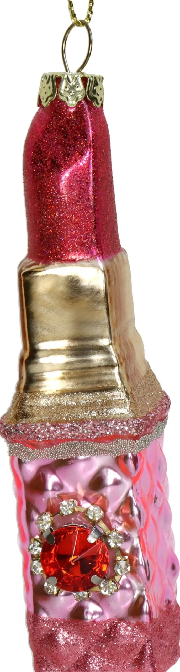 Kerst ornament Amy lippenstift roze 3,6 x 2,8 x 11,7 cm