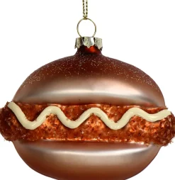 Kerst ornament broodje kroket bruin 8,5 x 5 x 7,2 cm
