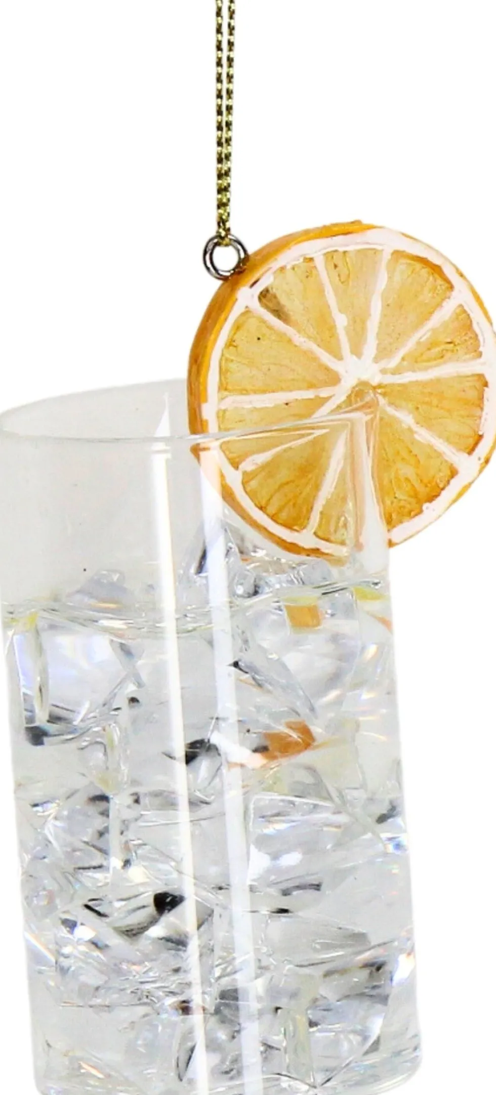 Kerst ornament Cocktail gin tonic transparant 5,5 x 4 x 9 cm