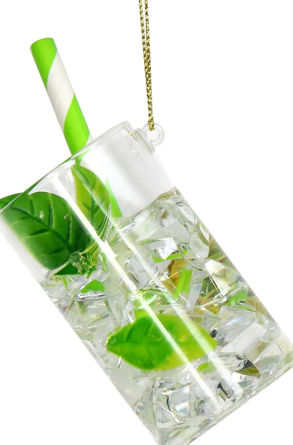 Kerst ornament Cocktail mojito transparant 5,5 x 4 x 9 cm
