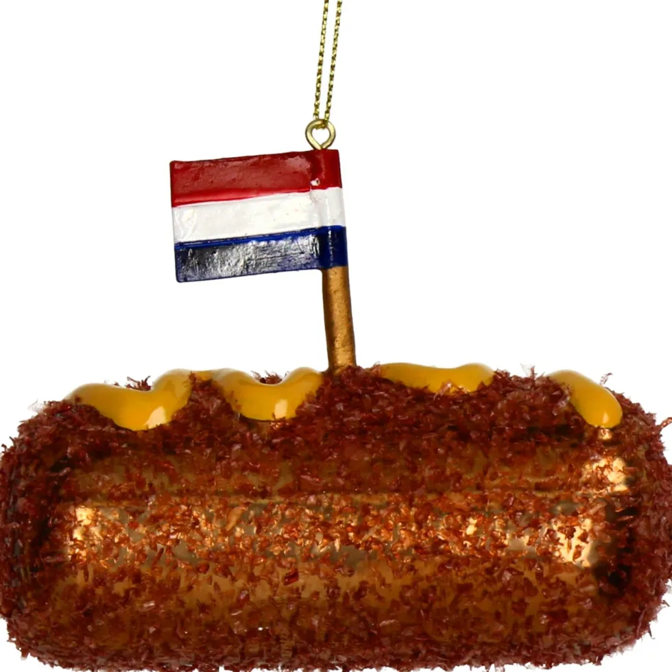 Kerst ornament Disa kroket bruin 10 x 4,5 x 8 cm