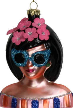 Kerst ornament Fashion Lady bloemen 8,1 x 5,8 x 11,4 cm