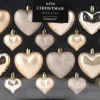 Kerst ornament Fitun hart crème 6,5 x 6,5 x 2 cm 16 stuks