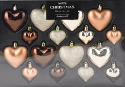 Kerst ornament Fitun hart oranje 6,5 x 6,5 x 2 cm 16 stuks